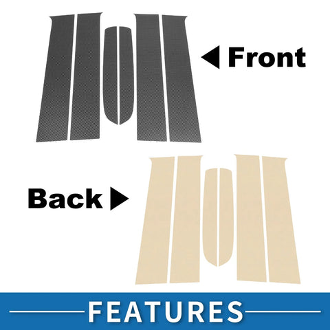 Ford Ranger Carbon Fiber Black 6 Pcs Door Pillar Window Trim