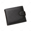 Black Bi-Fold Men's Wallet Cowhide Leather Card Slots Coin Pocket