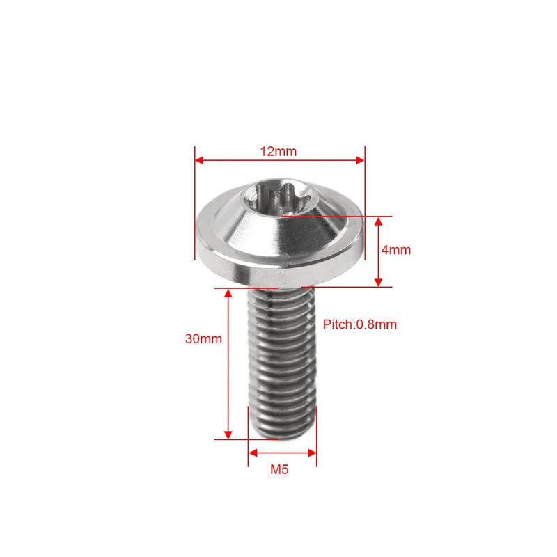Bike Motor 6pcs M5x30mm Blue Titanium Alloy Torx Head Bolts