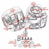 Harley Softail Chrome Switch Housing Covers + 6 x Hand Control Button Caps