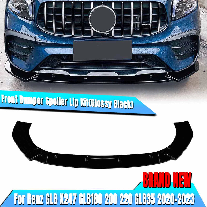 Benz X247 GLB180 3pcs Gloss Black Front Bumper Spoiler Lip (20-23)