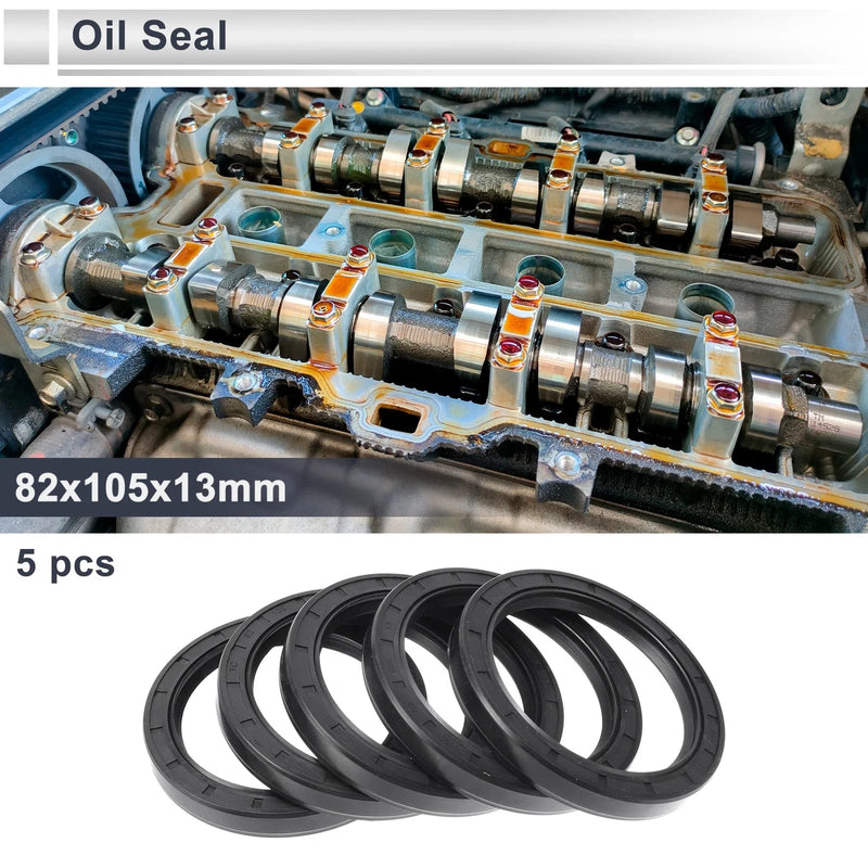 Oil Seal Rotary Shaft Seal Nitrile Rubber 82x105x13mm Black 5 Pcs