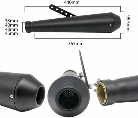 Universal Motorcycle 17.5" Short Exhaust Pipe Muffler Tail Pipe