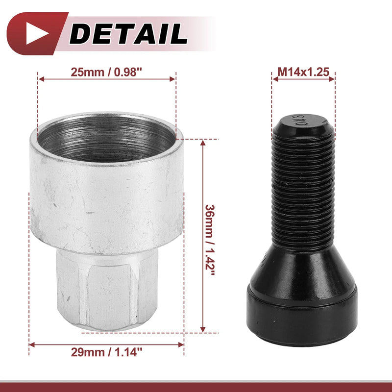 BMW Set of 1 Wheel Lock Lug Nut Anti-theft Key Socket M14*1.25