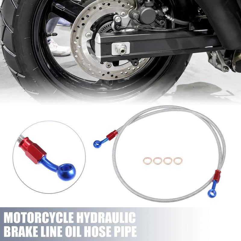 Set / 120cm / 47.24" 10mm ID Motorcycle Brake Line Silver Tone