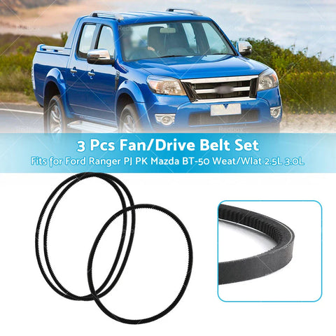 Ford Ranger, Mazda BT-50 3 x Drive Belts (2006-2011)