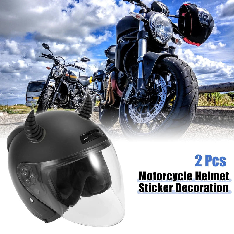 Car / Motorcycle 2 x Helmet Threaded Bull Horn Decoration Suction Cup Black
