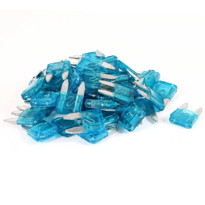 Motorcycle Car Auto ATC ATO Blue 50 Pcs 15A Mini Blade Fuses