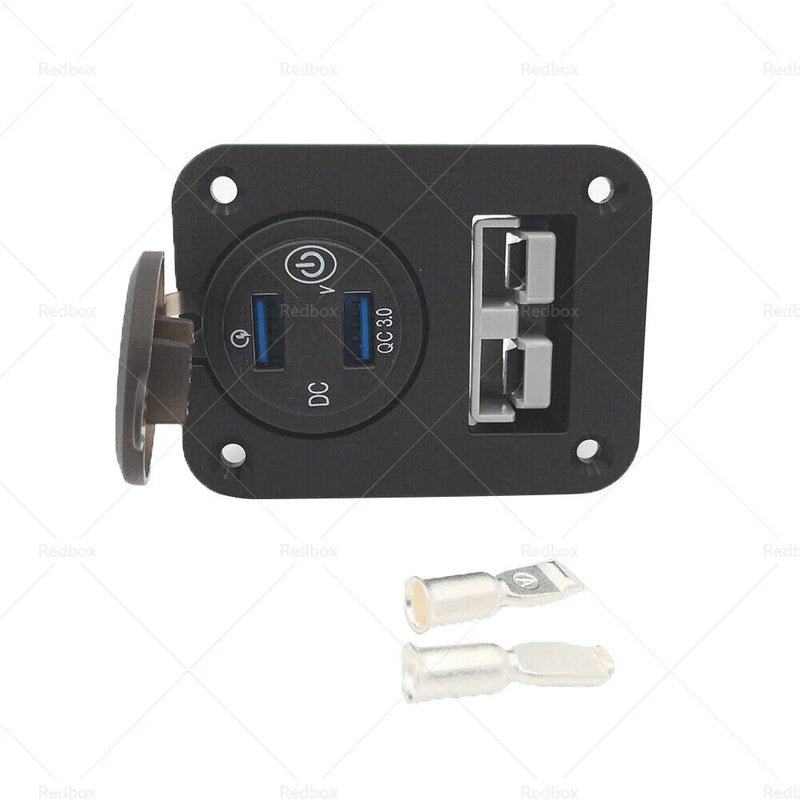 Car 50 Amp Dual USB Socket Flush Mount QC 3.0 Port
