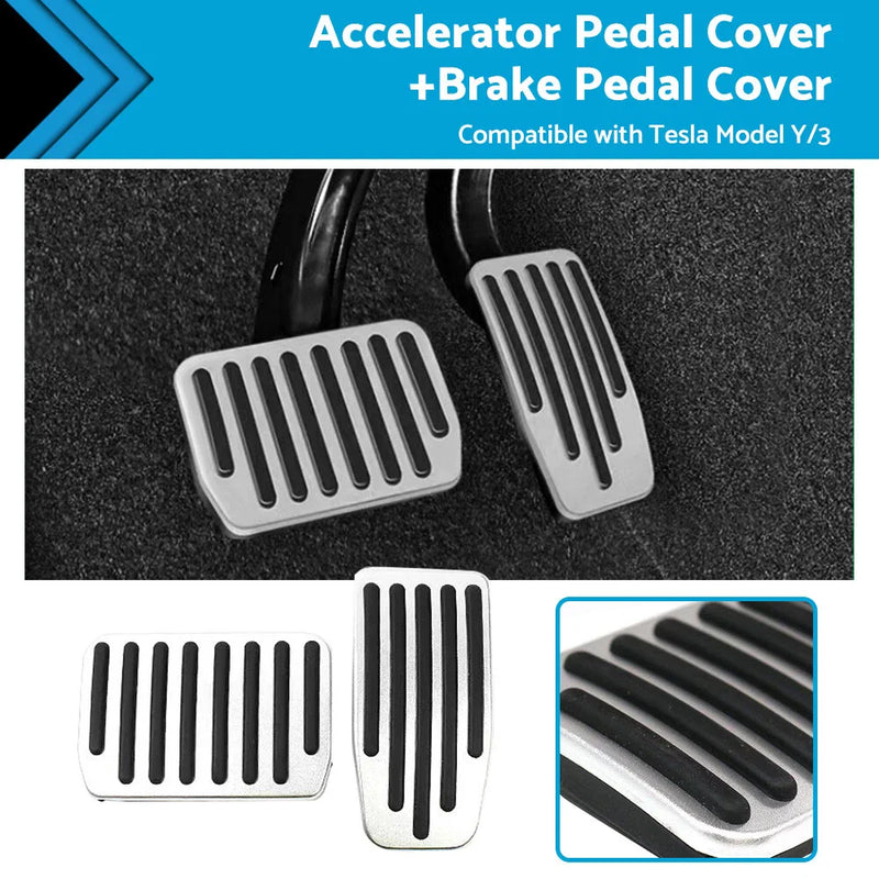 Tesla Model Y & Model 3 Aluminum Foot Pedal Covers (2020-2023)