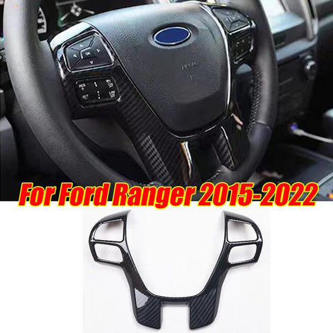 Ford Ranger Carbon Fiber ABS Interior Steering Wheel Cover Trim (2015–2022)