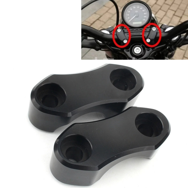 Harley Wide Glide, Softail, Dyna 2 x Black Handlebar Riser Clamp Kit (2006-2023)