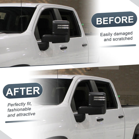 Chevrolet Silverado Mirror Cover Cap Set Black Carbon Fiber