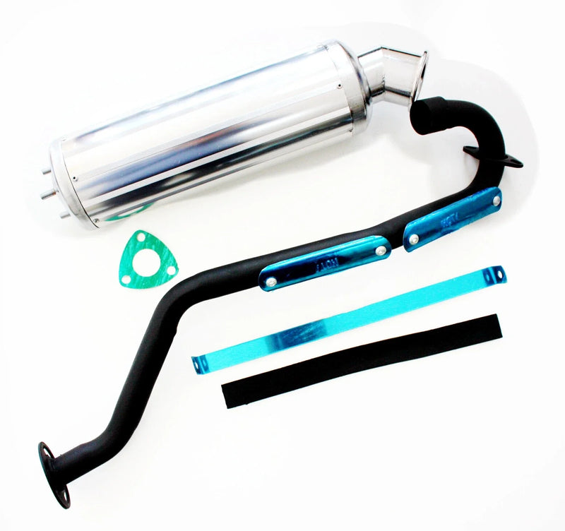 150cc 200cc 250cc Quad Dirt Bike ATV Exhaust Pipe + Silver Alloy Muffler