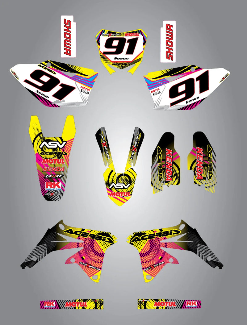 Suzuki RMZ 450 Neon Stickers Decals Custom Graphic Kit (2008-2015)