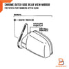 Toyota Hilux LN106 4WD Ute 4Runner Surf Chrome Door Mirror LH (1988-1997)