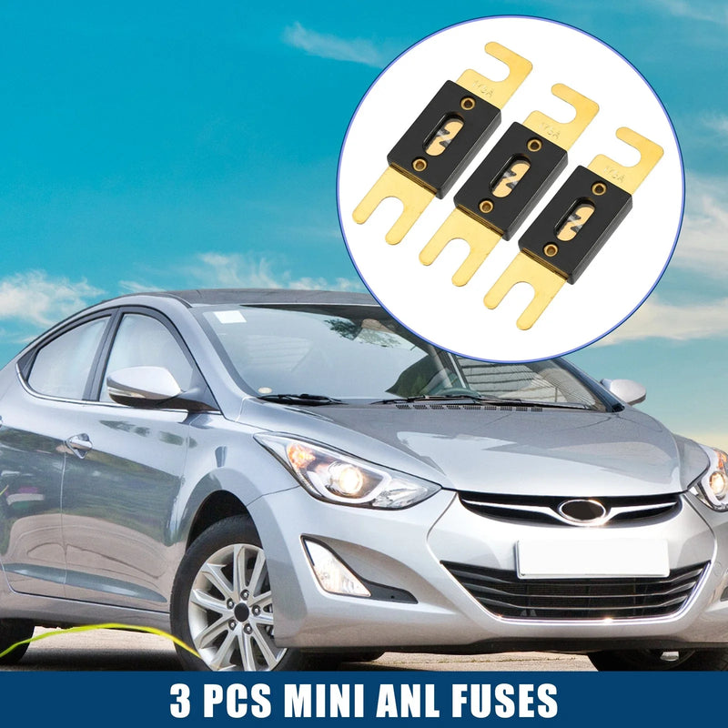 Car, Motorcycle, Boat - Gold Tone, Black 3 x Mini ANL 175A Fuses