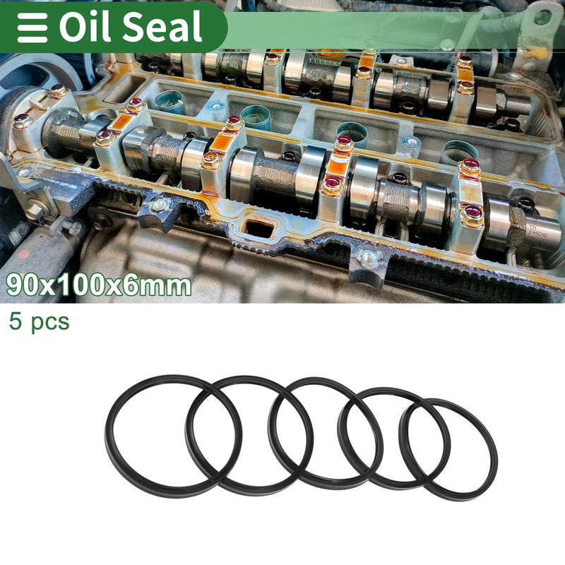 Oil Seal Rotary Shaft Seal NBR Rubber 90x100x6mm Black 5 pcs