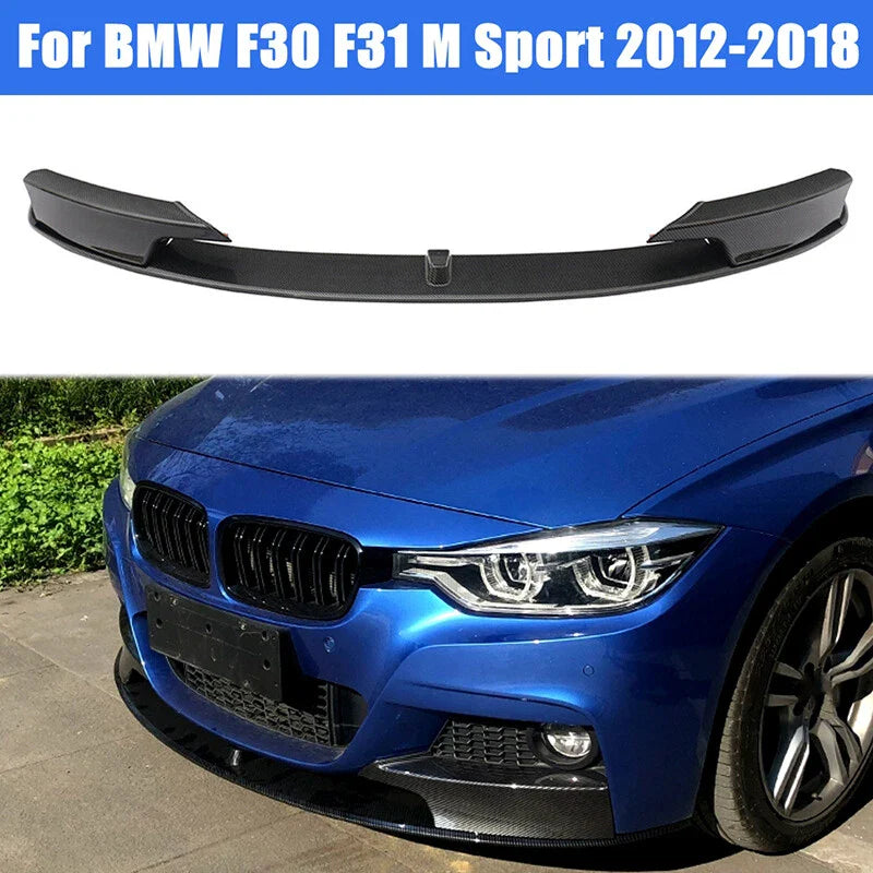 BMW 3 Series F30 F31 M Sport Carbon Look Front Bumper Spoiler Lip (2012-2018)