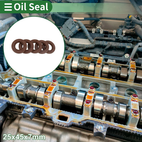 Oil Seal FKM Rubber 25x45x7mm High Pressure Brown 5 Pcs