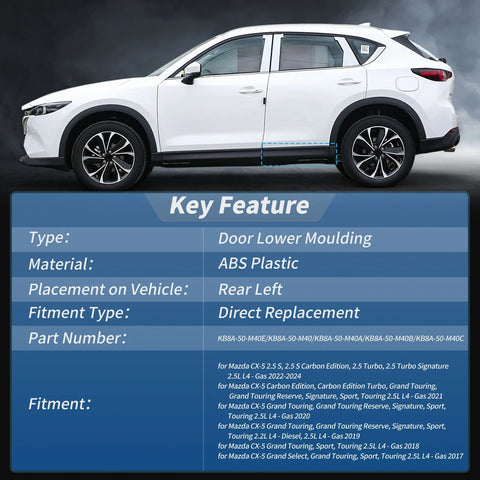 Mazda CX-5 Rear Left Door Trim Garnish (2017-2024)