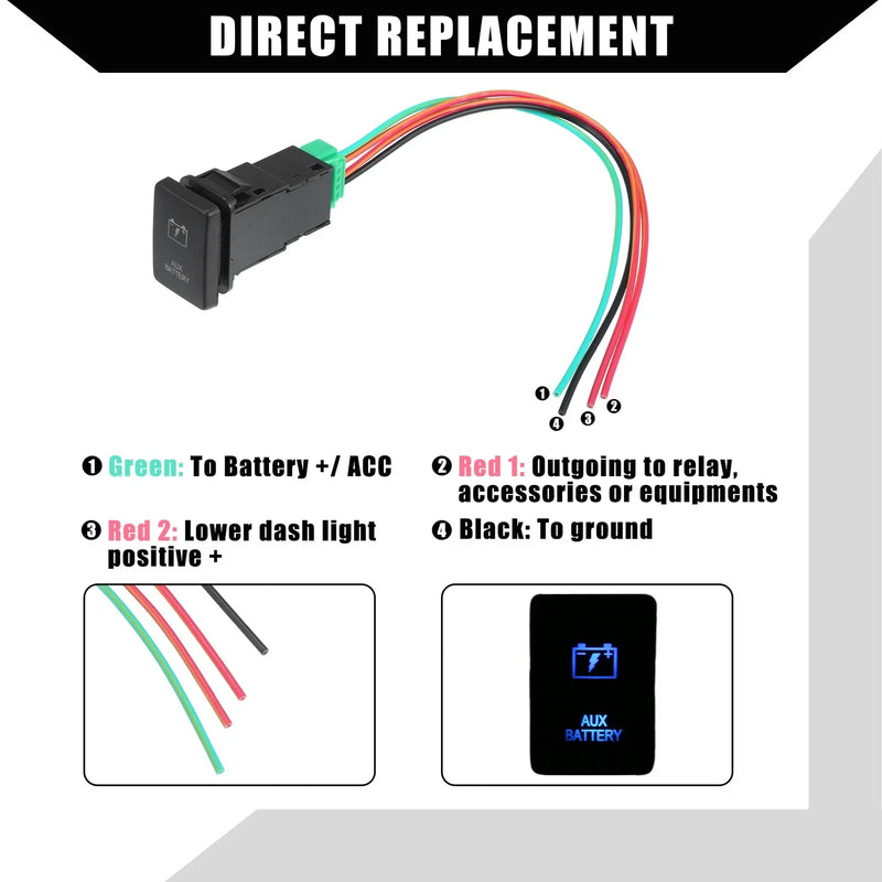 Toyota Land Cruiser 4Runner AUX Battery Push Button Switch Set (2003-2023)