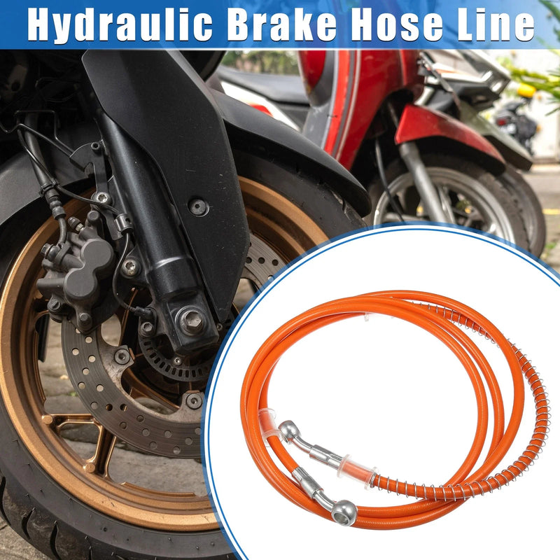 Motorcycle Orange Hydraulic Brake Hose Line 230cm 10mm