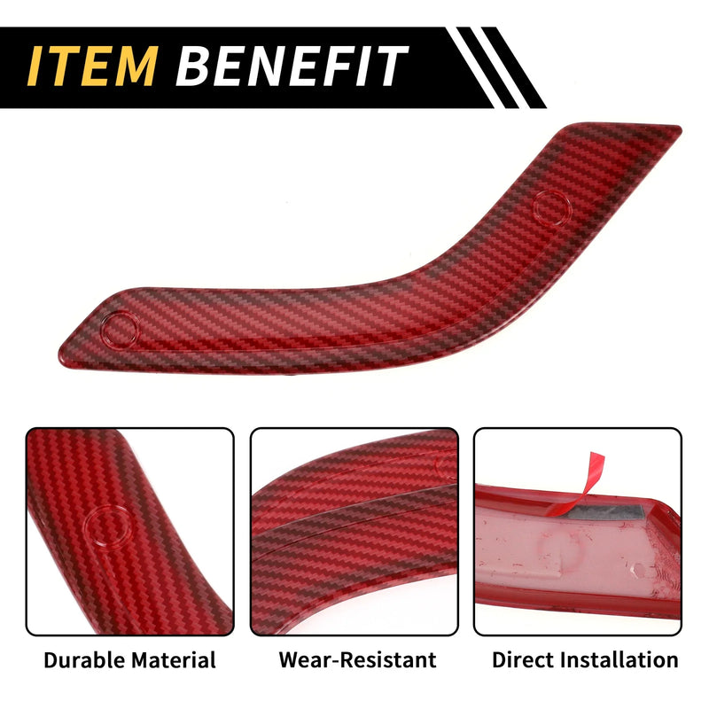 Jeep Red Carbon Fiber Front Rear Door Handle Panel Bezel Cover Trims
