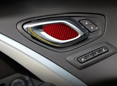 Chevrolet Camaro (2016-2024) Carbon Fiber Red 2 x Door Bowl Panel Cover Trim