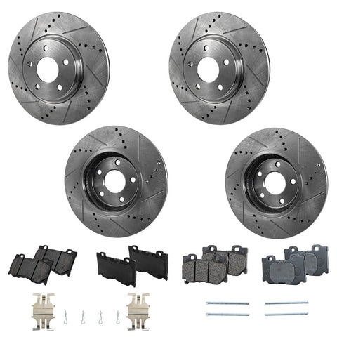 Front & Rear Brake Disc Rotors and Pads Kit Sedan for