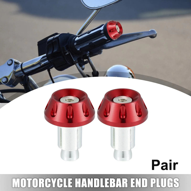 Motorcycle Red Handlebar End Plugs Caps 1 Pair 7/8" 22mm Aluminum Alloy