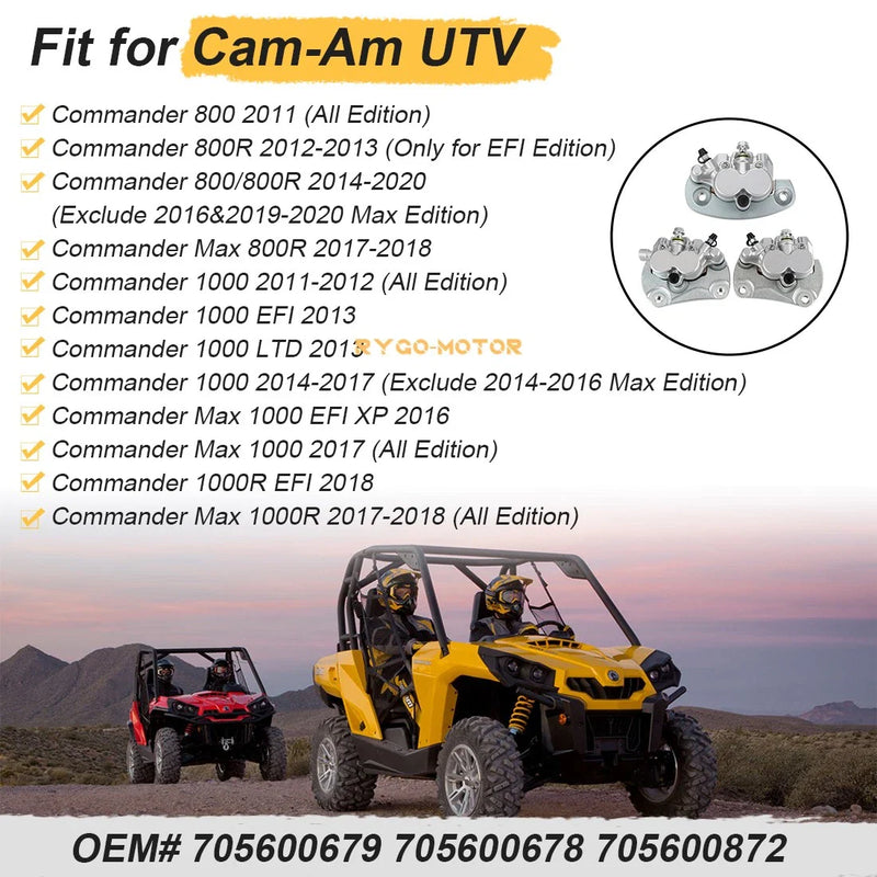 Can-Am Commander 1000 1000R Front/Rear Brake Calipers with Pads (2011–2018)