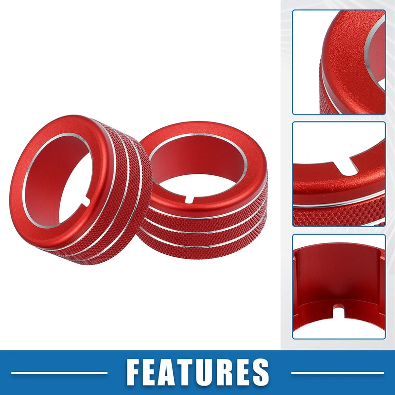 Toyota 4Runner (2010-2020) - 3 x Red AC Button Ring Knob Cover Trim