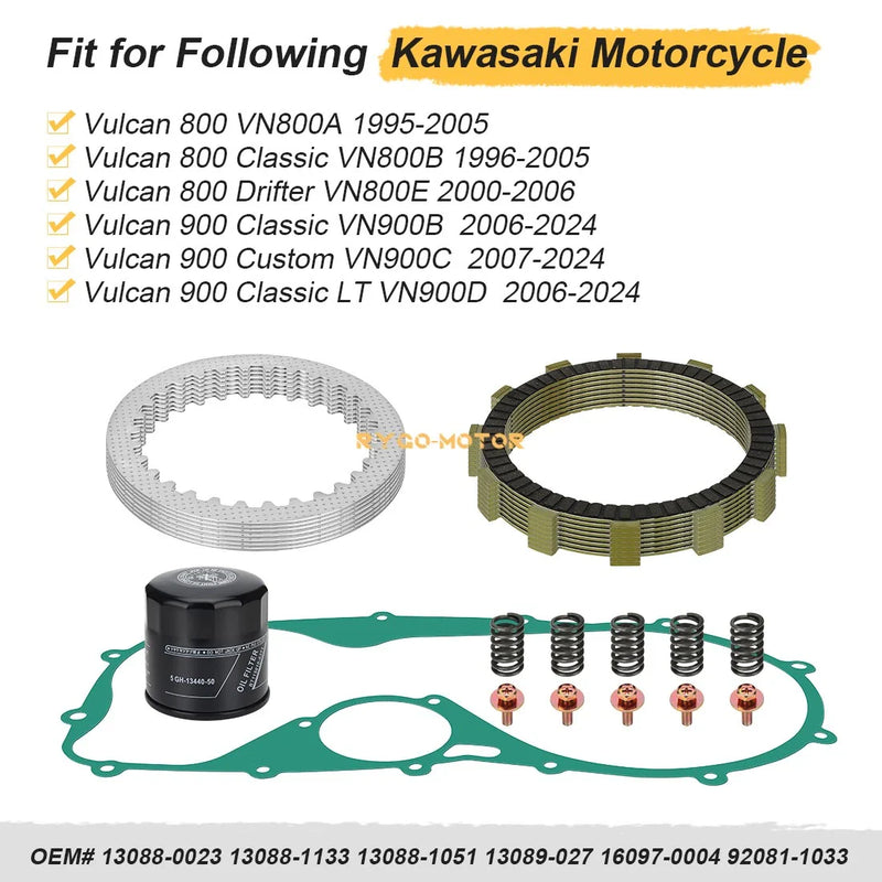 Kawasaki Vulcan VN800A VN800B VN800E Clutch Friction Plates & Gasket