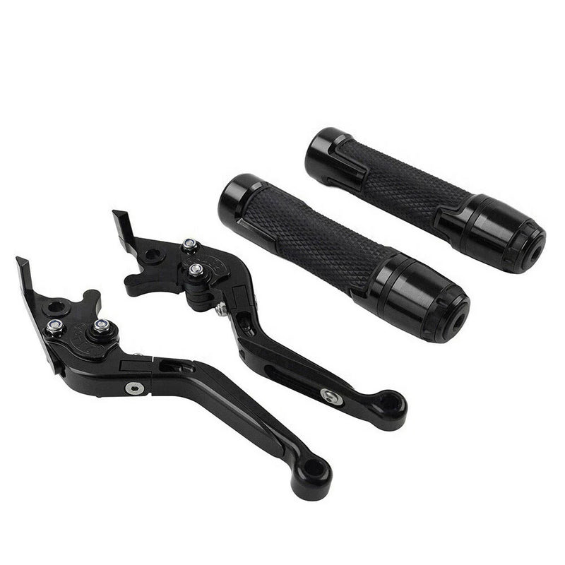 Suzuki GSXS125 Black Extendable Brake Clutch Levers Grips Set (2017-2023)
