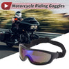 Motorcycle Riding Goggles Blue Lens Black Frame PC PU Cycling Sunglasses