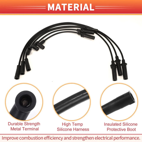 Jeep Wrangler 6 Pcs Spark Plug Wire Ignition Coil Cables (2018-2023)