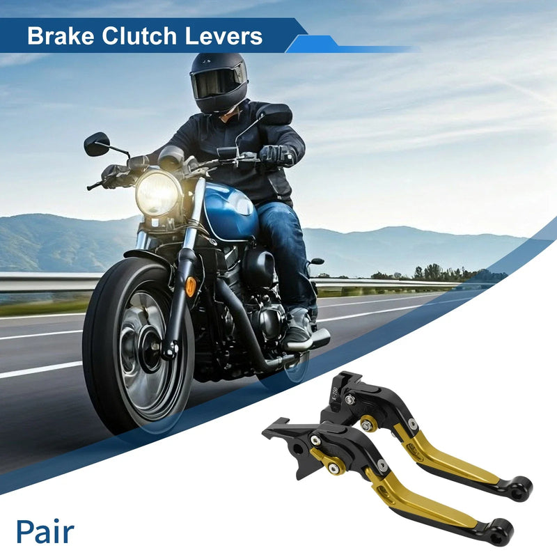 Kawasaki Vulcan S 650 2 x Brake Clutch Levers Black Gold Tone (2015–2023)