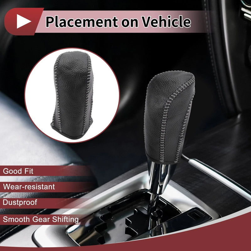 Ford Fiesta (2009-2012) Black Gray Faux Leather Car Gear Shift Knob Cover