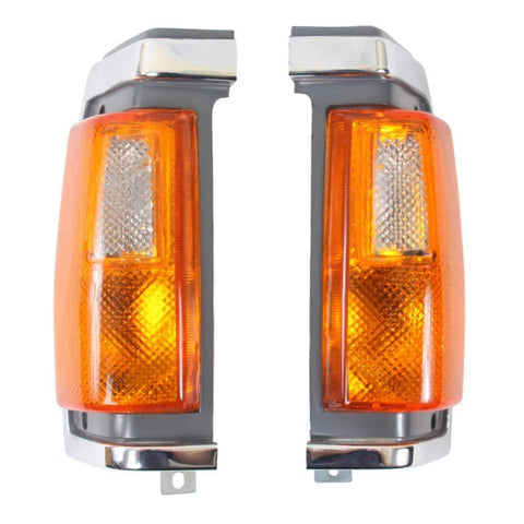 Corner Light Lamp Chrome Pair Fits Nissan Navara D21 Pickup Truck 1986-90 D05