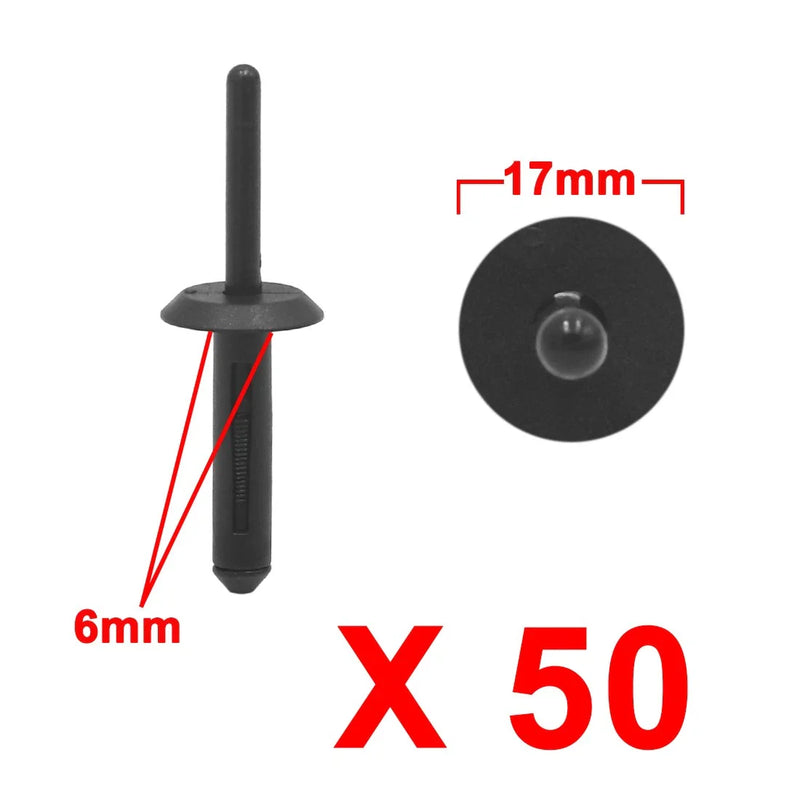 BMW 50 Pcs Plastic Rivets 6mm Door Bumper Fastener