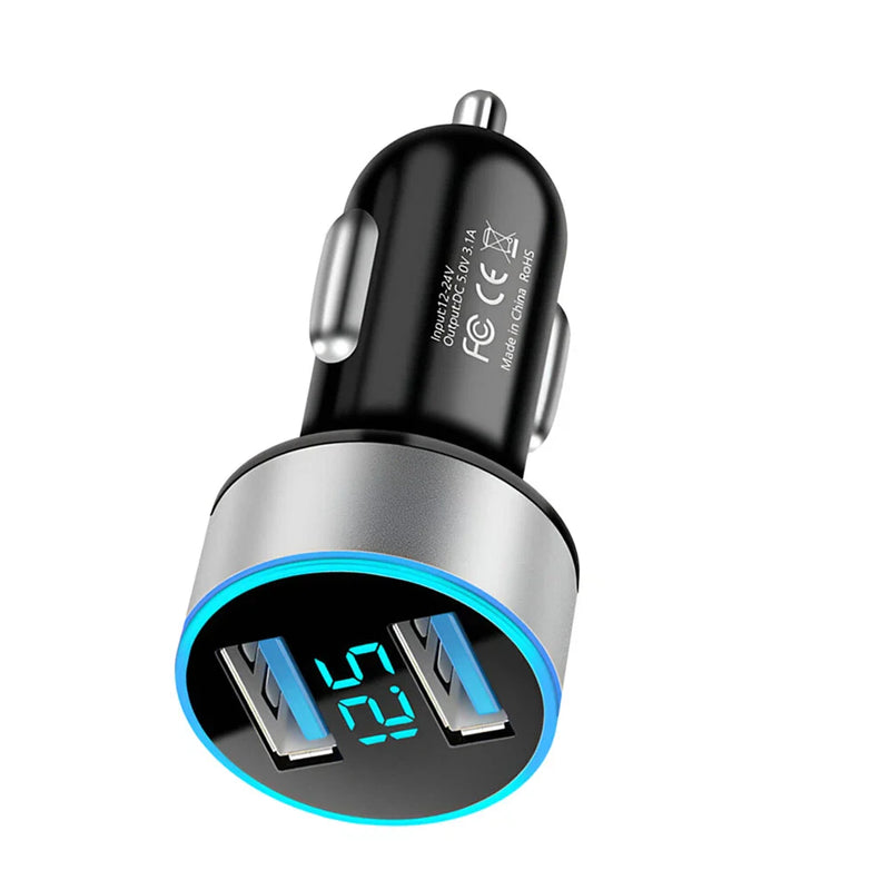 Dual Ports yC3.0 USB Car Charger Lighter Socket DC 12-24V Auto