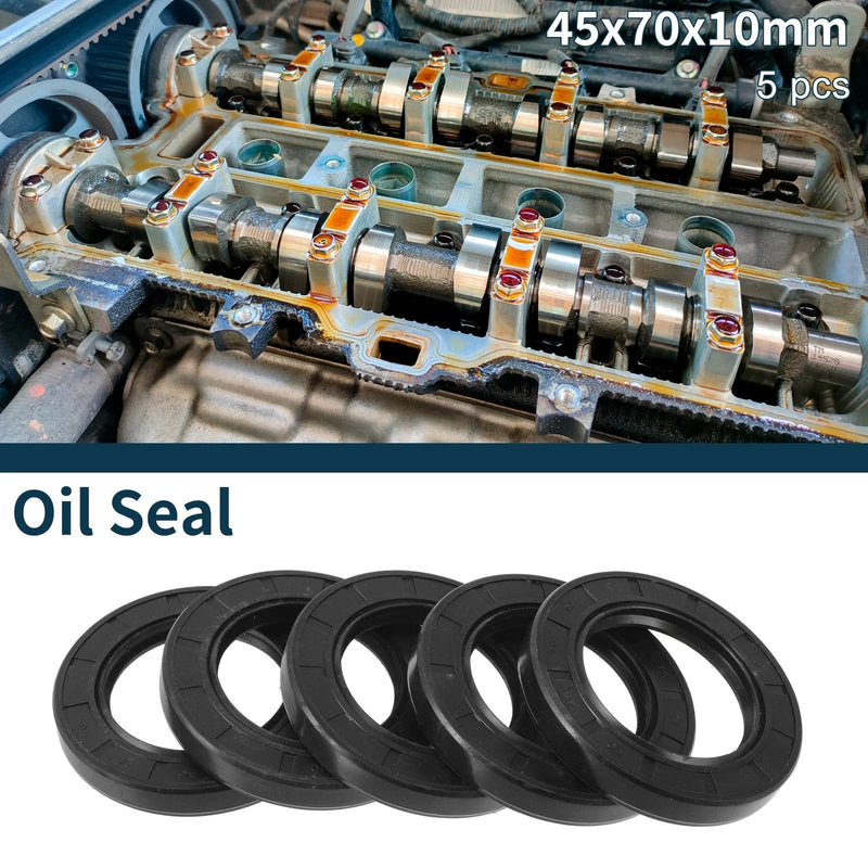 Make Model Oil Seal Rotary Shaft Seal NBR Rubber 45x70x10mm Black 5 Pcs