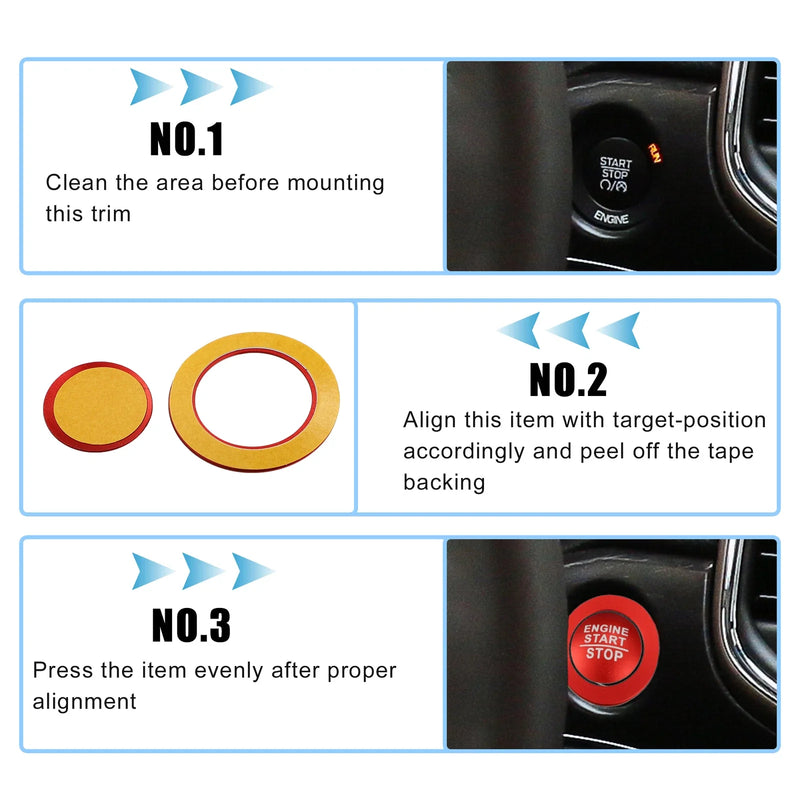 Jeep Cherokee Red Engine Start Stop Button Cover Trim Kit