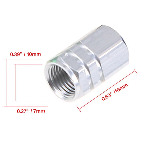 Car, Truck, SUV - Silver 4 x Aluminum Tire Valve Dust Covers