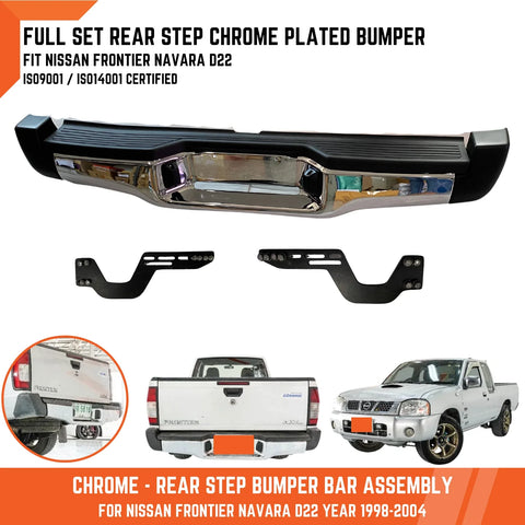 Nissan Navara Ute D22 Chrome Rear Step Bumper Bar (1998-2004)