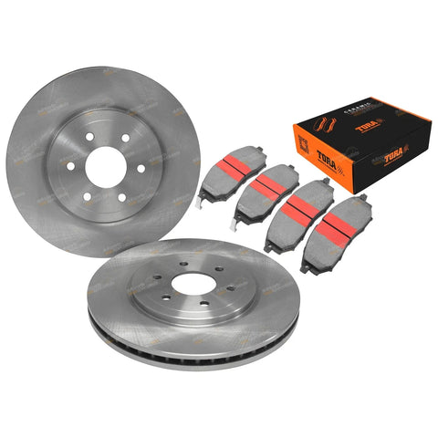 Nissan Navara D40 Front Disc Brake Rotors + Pads Pack (2005 - 2015)