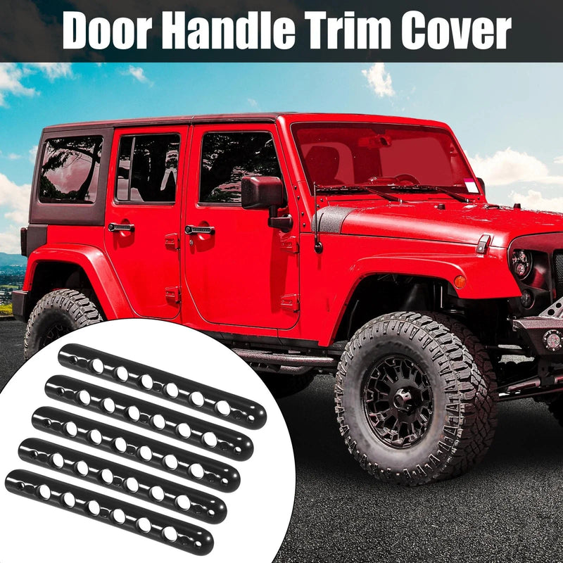 Jeep Wrangler JK 5 x Black Door Handle Insert Trim Covers (2007-2018)