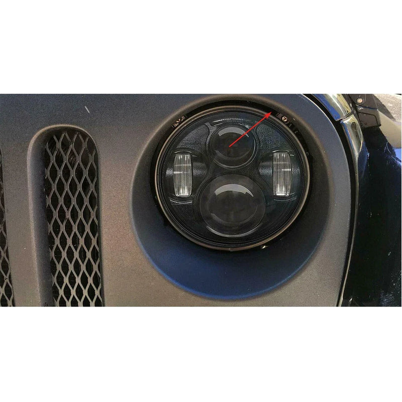 Jeep Wrangler JK 2 x Black 7" Headlight Bracket Holder Rings (2007-2018)