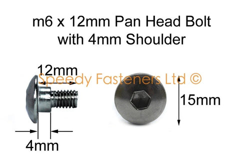Suzuki Inox 10x Fork Head Bolts M6 x12mm+4mm Shoulder
